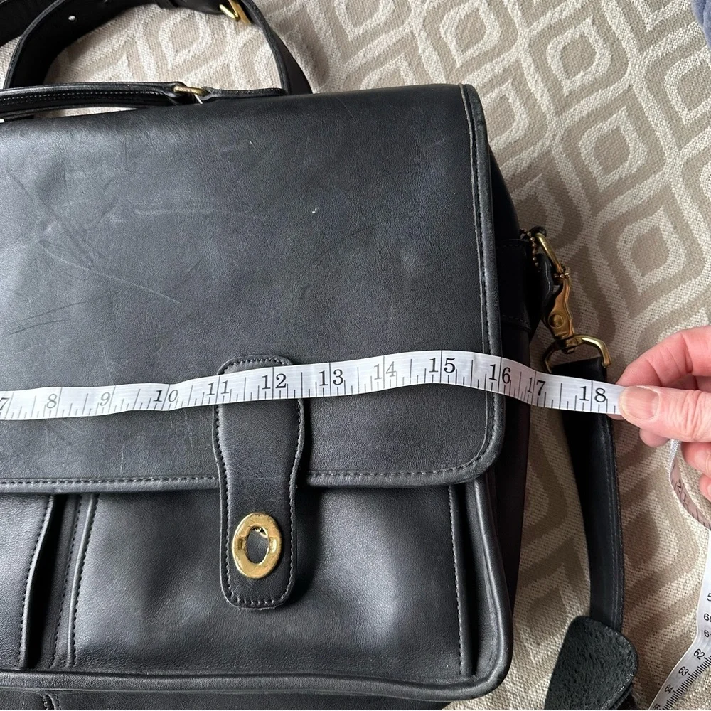 Coach Black Leather Briefcase with Gold Accents